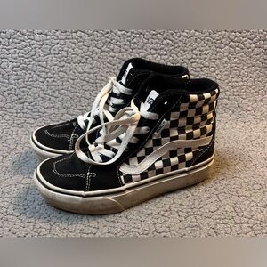 Vans Sk8 High Top Sneakers Boys Size 3 Black And White Checkered Board